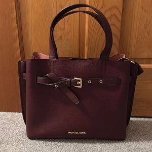 Michael Kors Burgundy Bag with Gold Accents